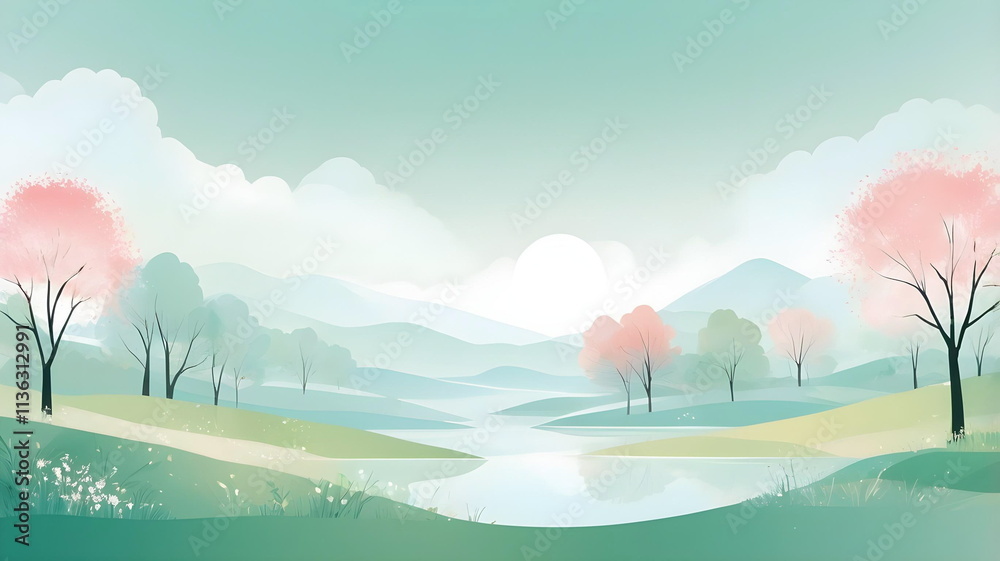 Fototapeta premium Background with scenery in eary spring