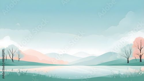Background with scenery in eary spring
