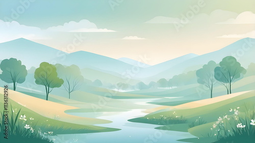 Background with scenery in eary spring