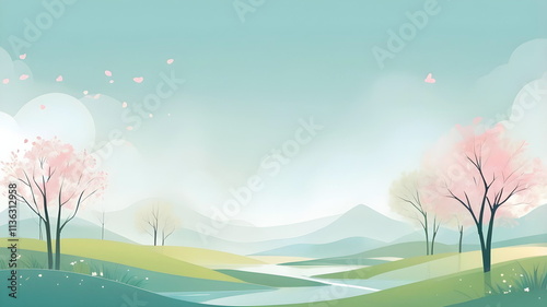 Background with scenery in eary spring