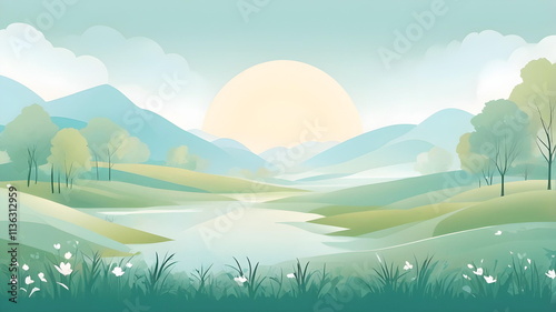 Background with scenery in eary spring