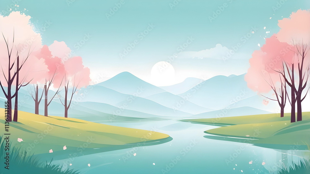 Fototapeta premium Background with scenery in eary spring