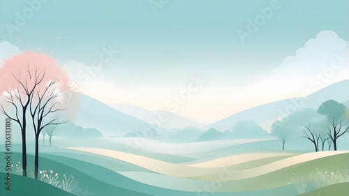Background with scenery in eary spring