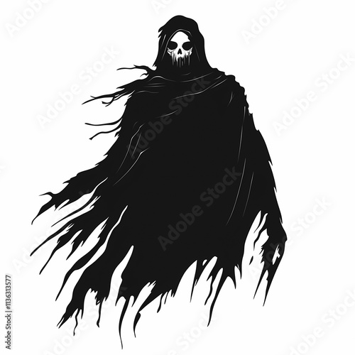 mysterious figure cloaked in shadows, evoking sense of intrigue and fear