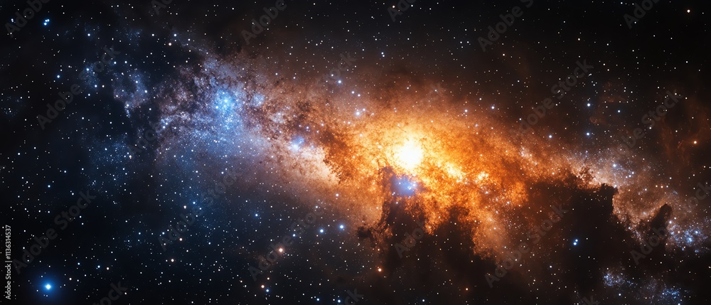 Fototapeta premium A striking view of Earth in space with swirling stars and a brilliant galaxy in the background, emphasizing the beauty of our planet and the wonders of the universe