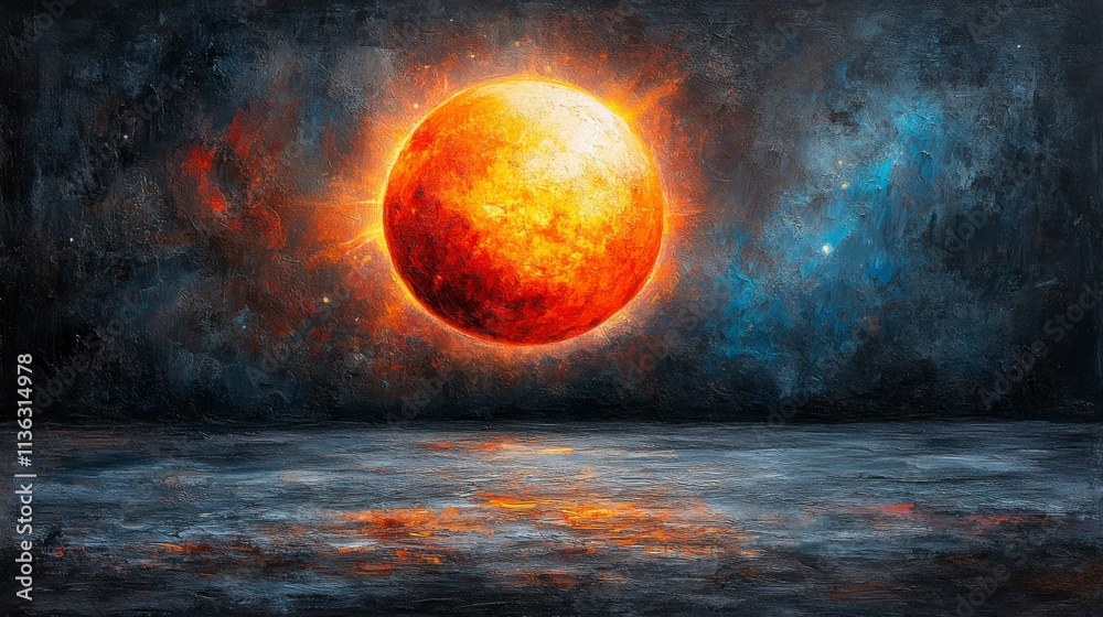 A vivid space depiction of the sun glowing with intense light on a dark background. Radiant flares and detailed textures highlight its immense power. A vivid space depiction of the sun glowing with intense light on a dark background. Radiant flares and detailed textures highlight its immense power.