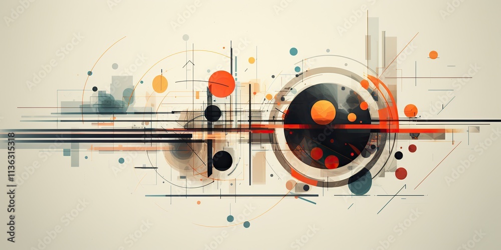 Naklejka premium Abstract geometric circles optical backgrop sci fi tech focus