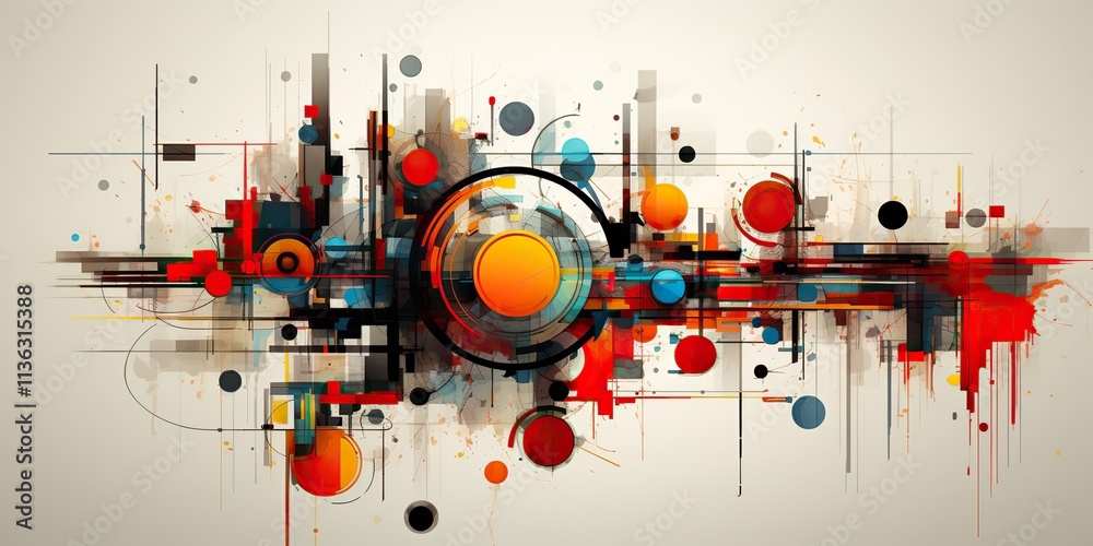 Obraz premium Abstract geometric circles optical backgrop sci fi tech focus