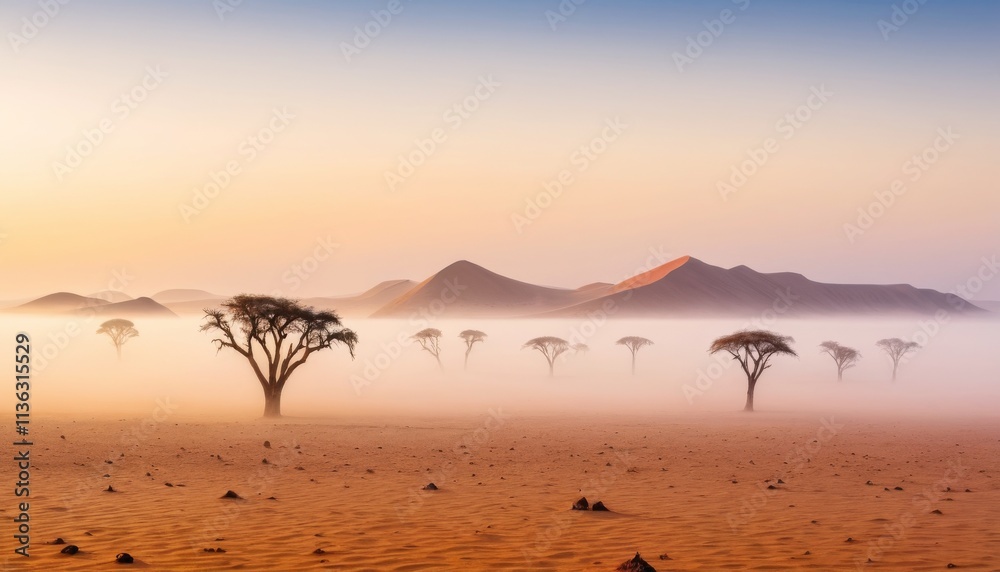 Desert Landscape Serene Majestic Nature Morning Sunrise Scenery