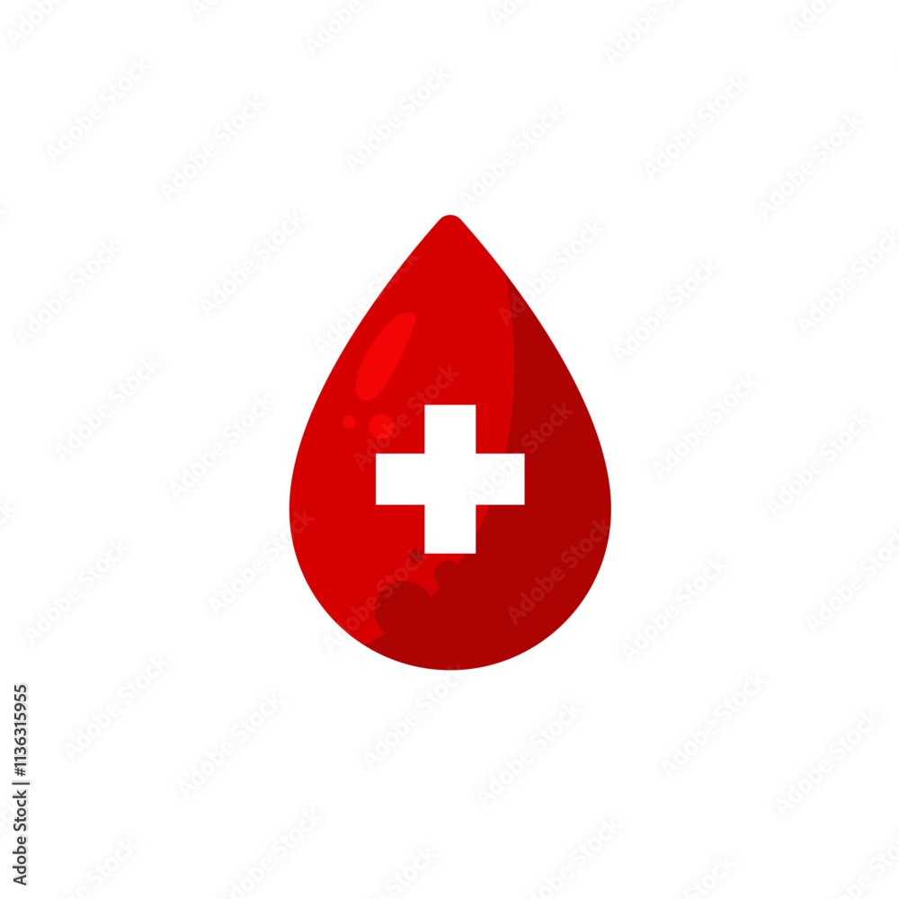 drop of blood with white cross, red drop - vector image drop of blood with white cross, red drop - vector image