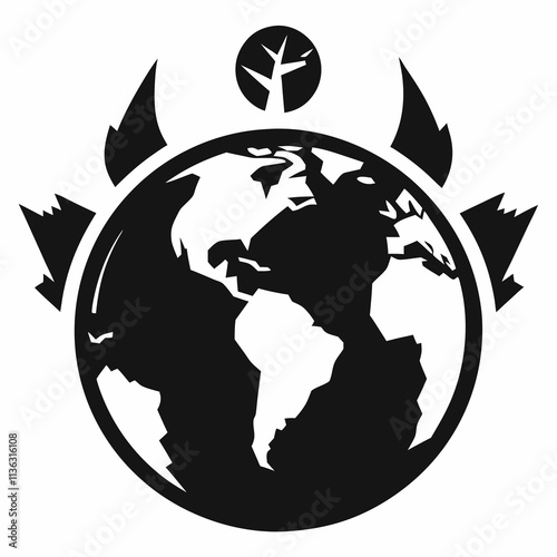 Dark Earth Bound Icons vector silhouette black design white background photo