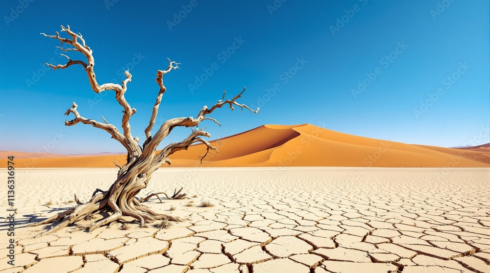 Desert Landscape Dramatic Heat Nature Dryness Dead Tree Desert Landscape Dramatic Heat Nature Dryness Dead Tree