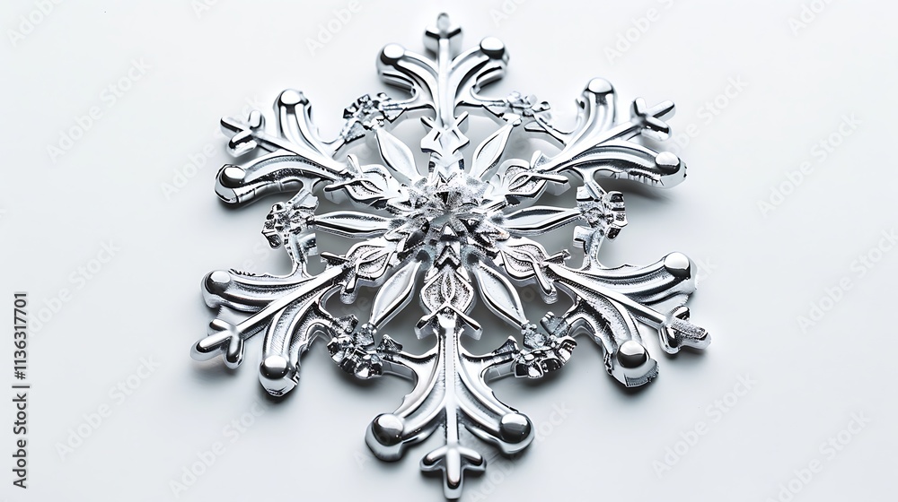 A single snowflake ornament with intricate details, displayed on a white background. A single snowflake ornament with intricate details, displayed on a white background.