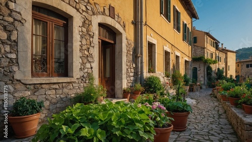 A quaint street garden in Italy, full of charm.