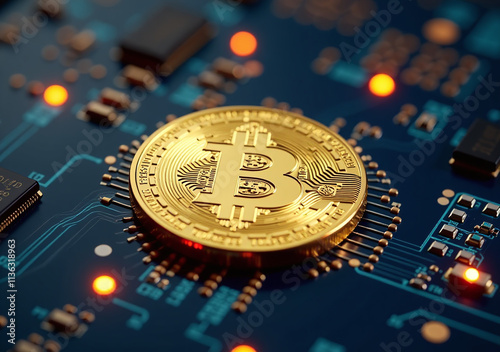 golden coins exist digital circuit boards bitcoin