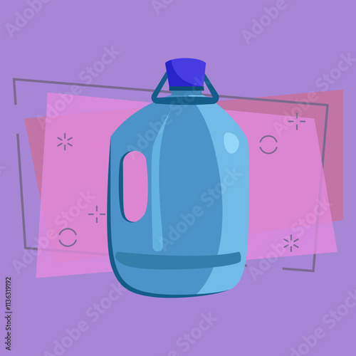 Big plastic bottle with handle. Canister for bleach, detergent, liquid. Vector illustration can be used for topics like waste sorting, container, cleaning