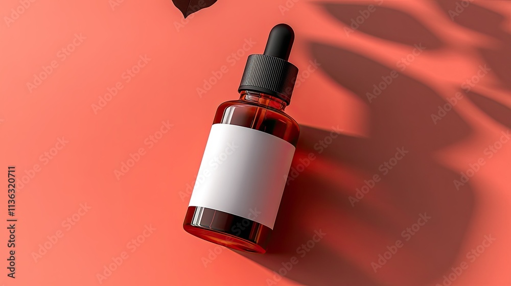 Obraz premium Branding Flatlay Skincare Dropper Bottle Label Mockup