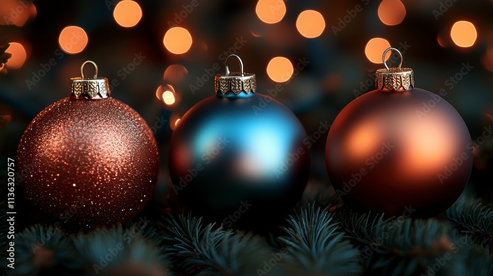 A close-up of shimmering gold Christmas ornaments resting gently with a blurred background highlighting their intricate details in a festive and elegant setting A close-up of shimmering gold Christmas ornaments resting gently with a blurred background highlighting their intricate details in a festive and elegant setting