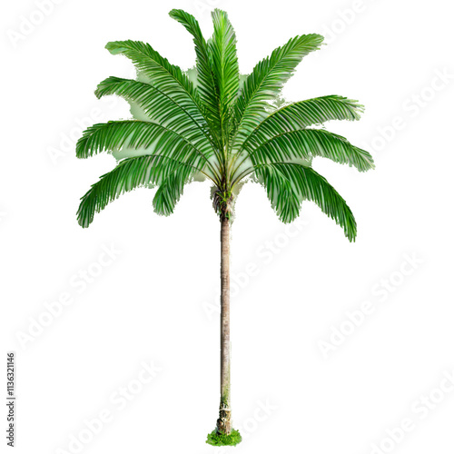 Single Palm Tree Green Background