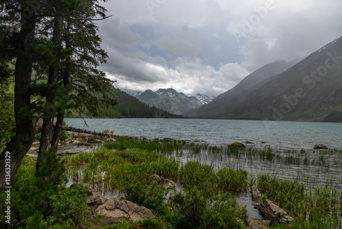 Multinskoye lake. Lake number two (second lake or middle lake). The Multin lakes near Multa village, Altai republic, Russia photo