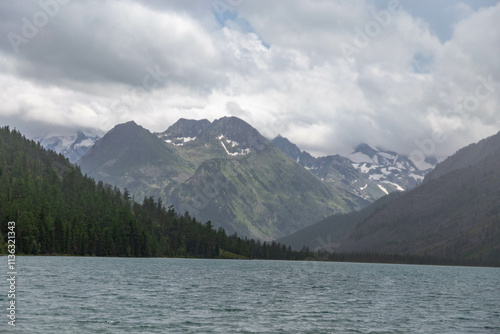 Multinskoye lake. Lake number two (second lake or middle lake). The Multin lakes near Multa village, Altai republic, Russia photo