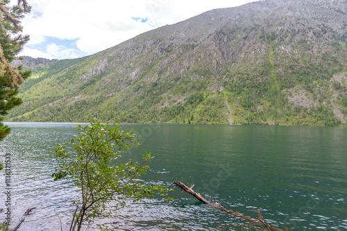 Multinskoye lake. Lake number three (or third lake or lower lake). The Multin lakes near Multa village, Altai republic, Russia photo