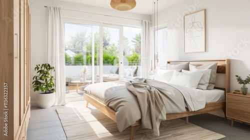 Serene Modern Bedroom with Natural Light and Minimalist Decor