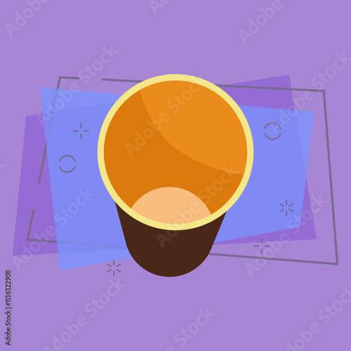 Empty paper cup. Carton disposable container for takeaway drinks. Takeaway cups concept. Vector illustration can be used for topics like beverage, coffee, waste sorting