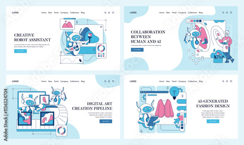 Automation In Creativity. Flat Vector Illustration