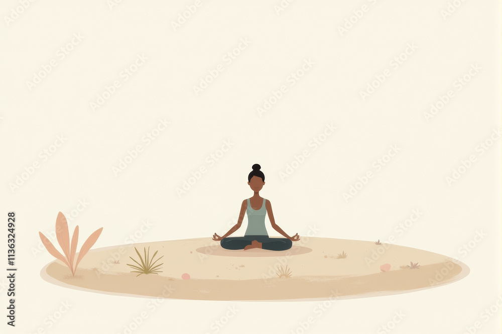 A meditative background featuring soft light, a tranquil yoga pose, and glowing natural elements, evoking inner peace and calmness..