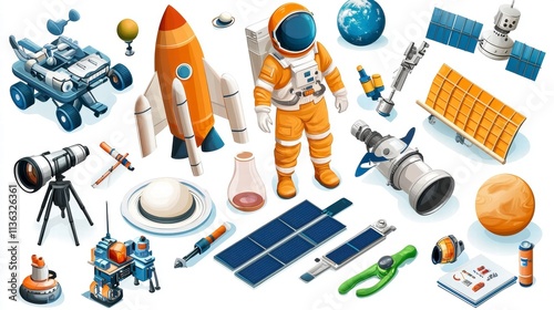 Fototapeta Naklejka Na Ścianę i Meble -  Space Exploration Astronaut, Rocket, and Space Technology Collection