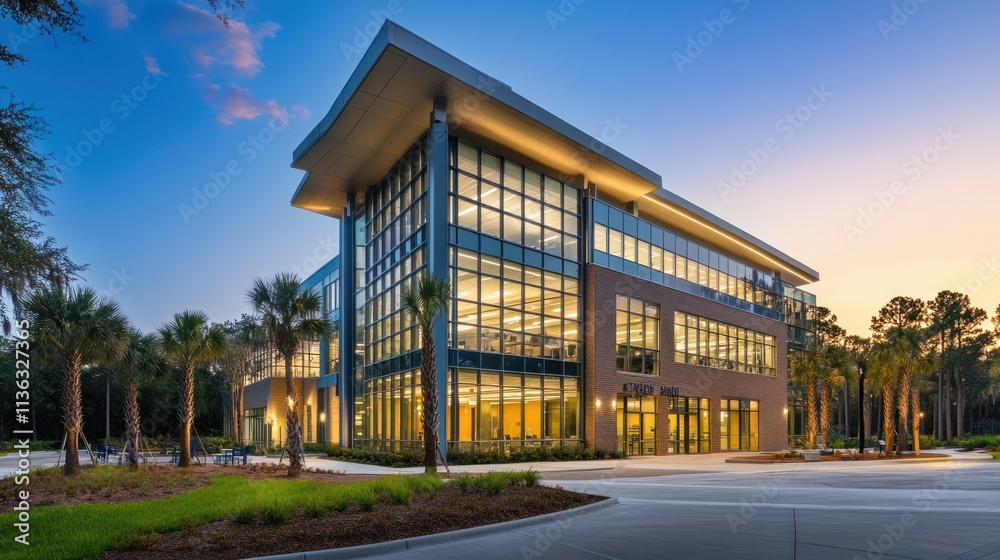 Modern Office Building at Dusk Modern Office Building at Dusk