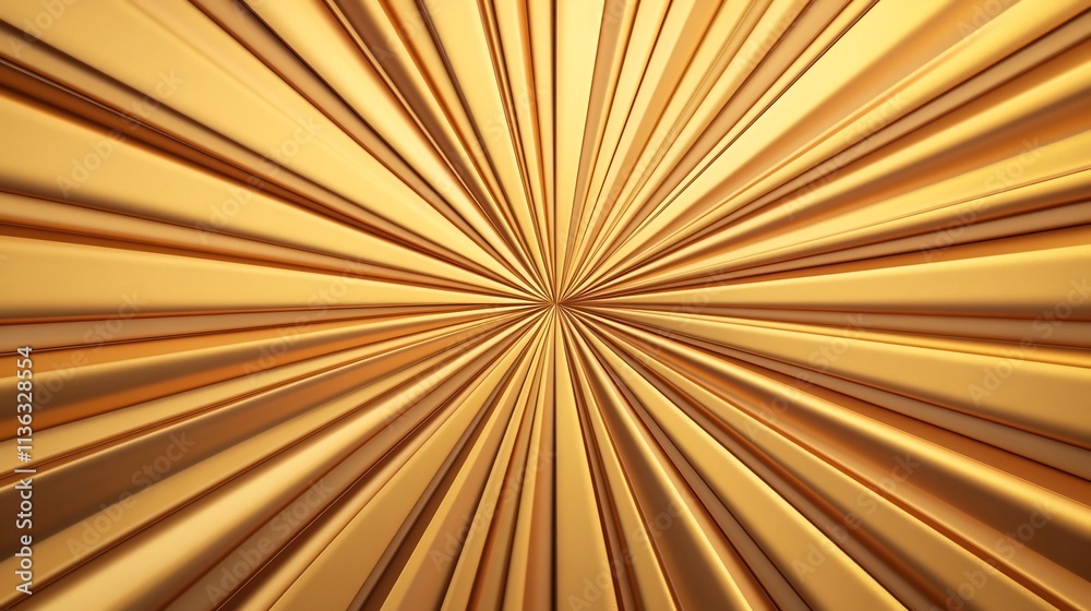 Obraz premium Golden Radial Light Bursting Outward from the Center on Blank Background