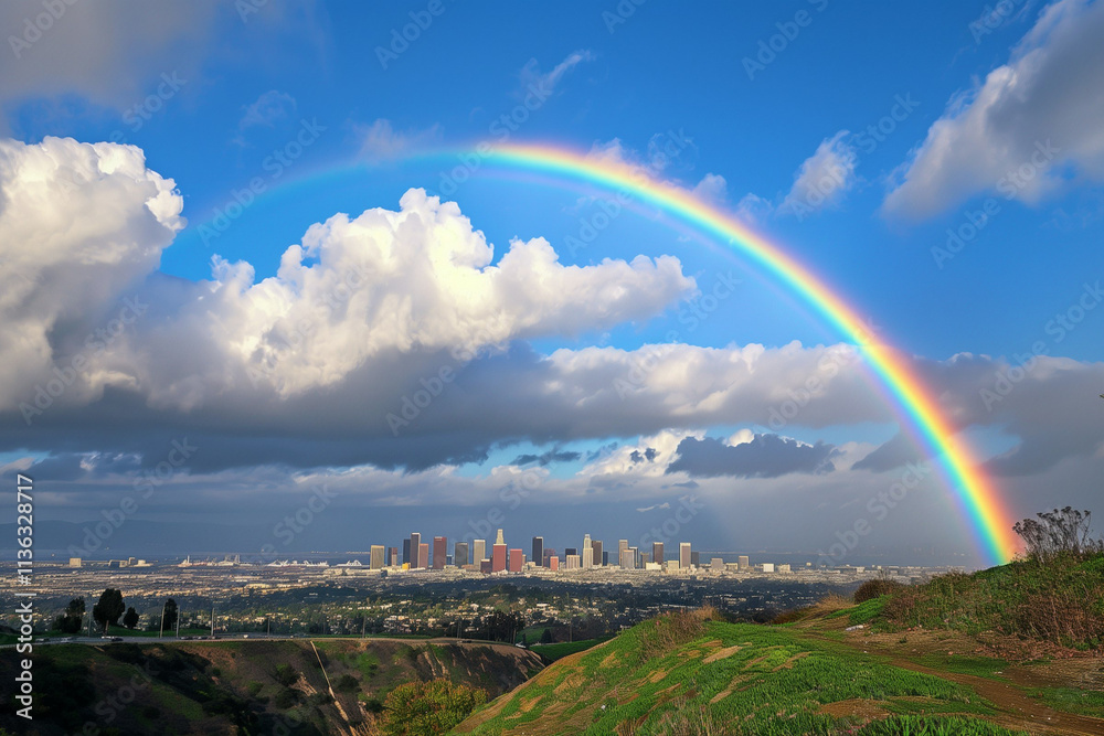 Fototapeta premium rainbow over the city