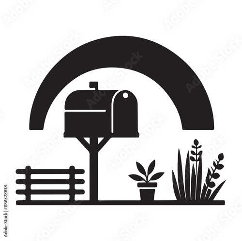 Mailbox sign icon silhouette vector illustration