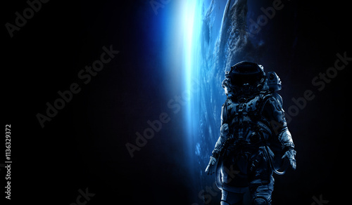Obraz na płótnie Astronaut at spacewalk. Mixed media w salonie