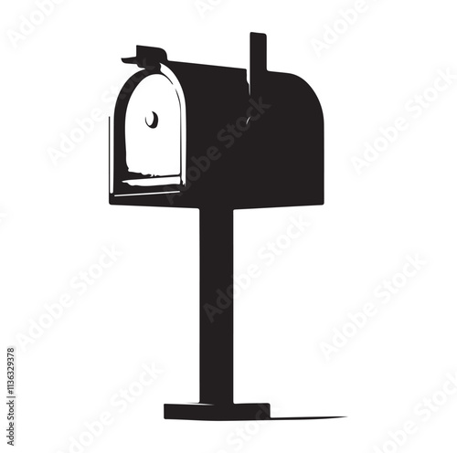 Mailbox sign icon silhouette vector illustration