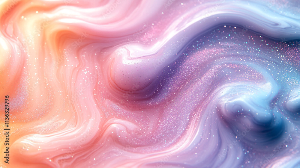 A marbled mix of pastel clay and glittery slime, forming a soothing abstract pattern with soft, fluid transitions and delicate highlights A marbled mix of pastel clay and glittery slime, forming a soothing abstract pattern with soft, fluid transitions and delicate highlights