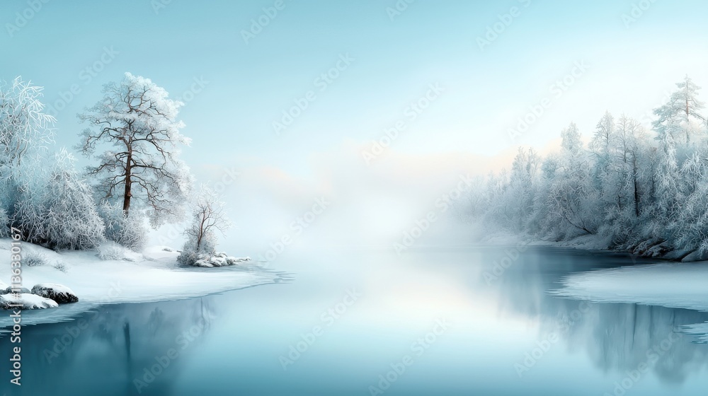 Icy Lake in Winter Wonderland Icy Lake in Winter Wonderland