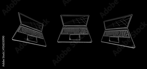 Open laptop sketch showing keyboard and trackpad_5