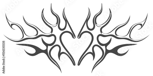 metal of y2k fire icon. Flame shape in liquid mercury vector art 