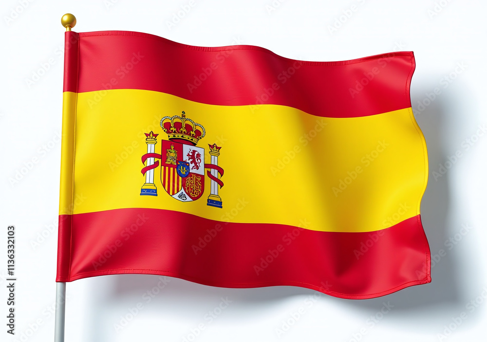 spanish flag bears long shadow small coin emblem spanish flag bears long shadow small coin emblem