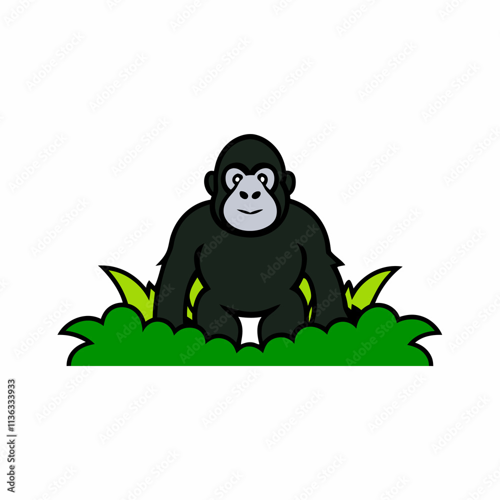 Naklejka premium A image of a gorilla in a jungle cartoon vector illustration