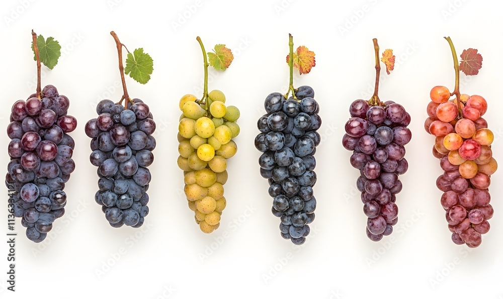 Colorful grape varieties arranged in a row. (1) Colorful grape varieties arranged in a row. (1)