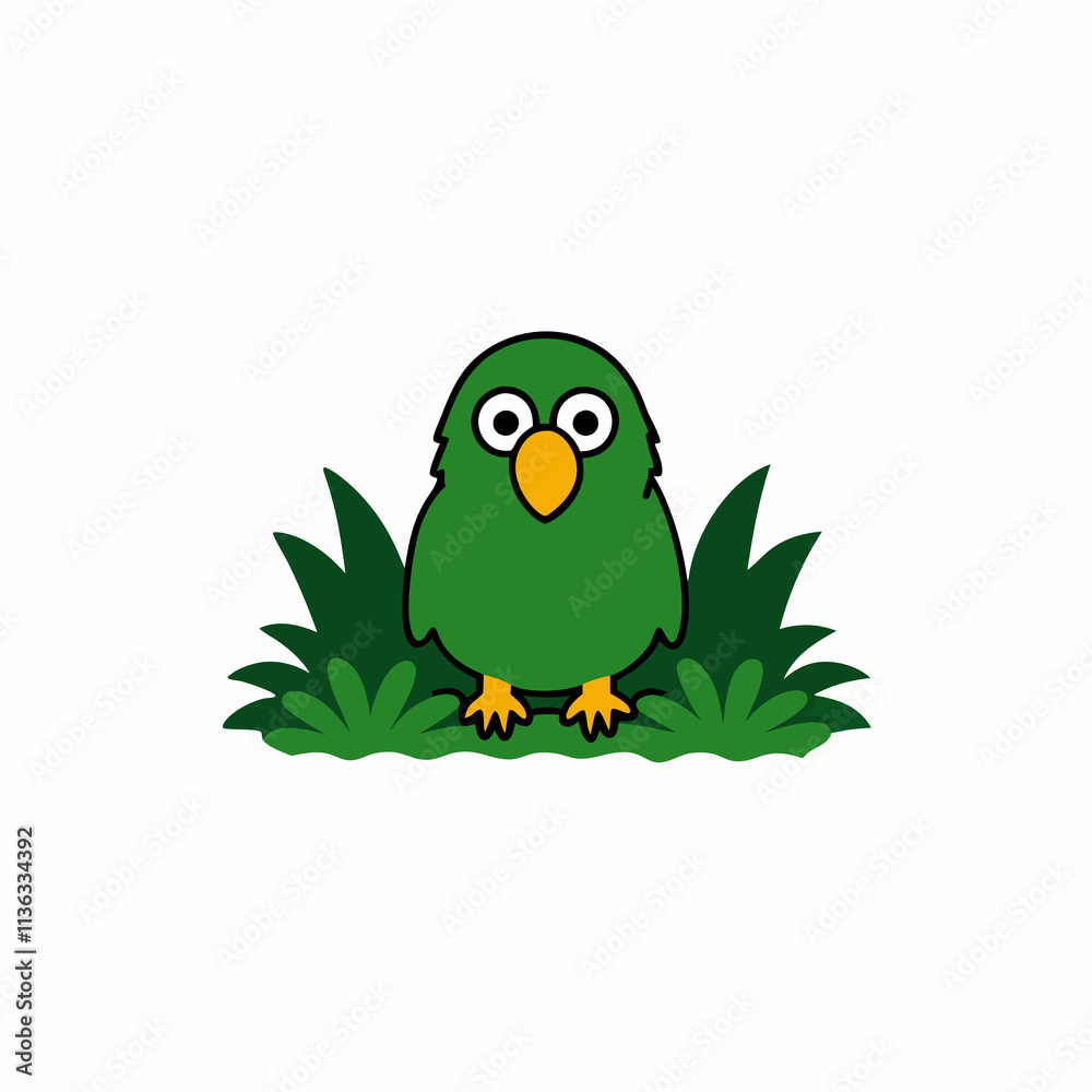 Fototapeta premium A image of a kakapo in a jungle cartoon vector illustration