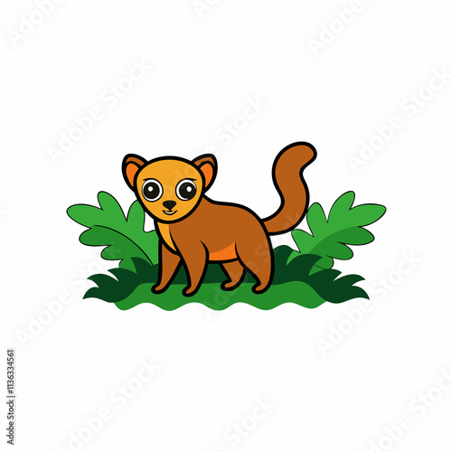 A image of a kinkajou in a jungle cartoon vector illustration photo