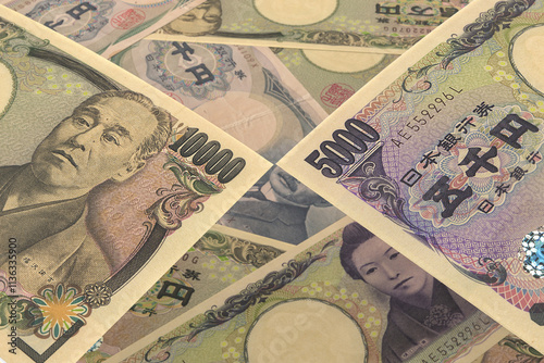 Japanese yen banknotes. Foreign exchange market. Financial concept