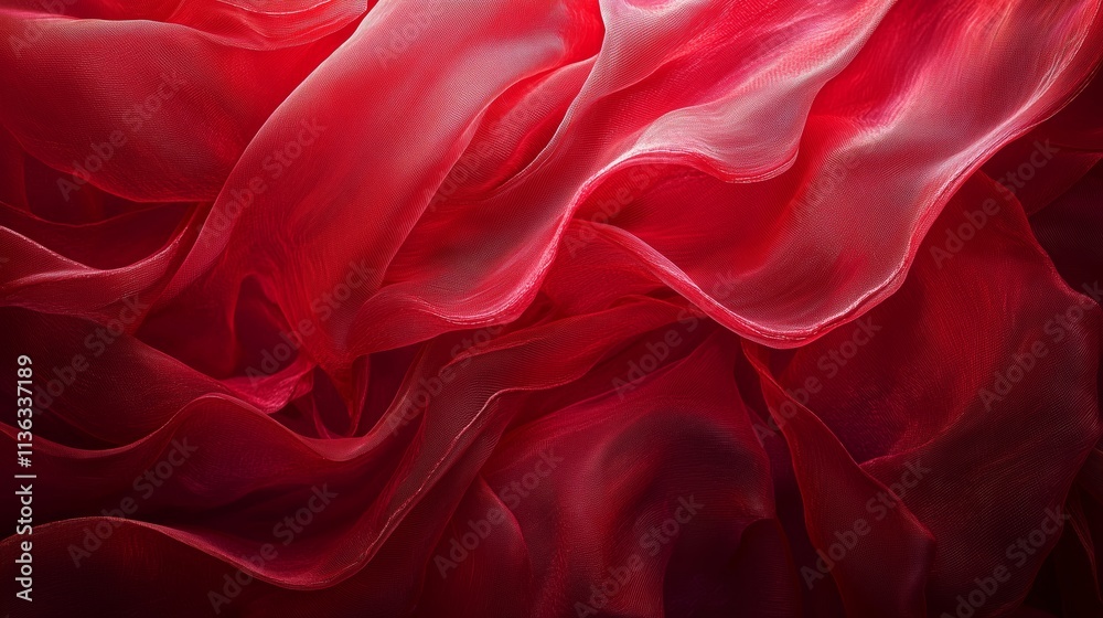 Fototapeta premium Flowing Red Fabric with Silky Texture and Soft Shadows