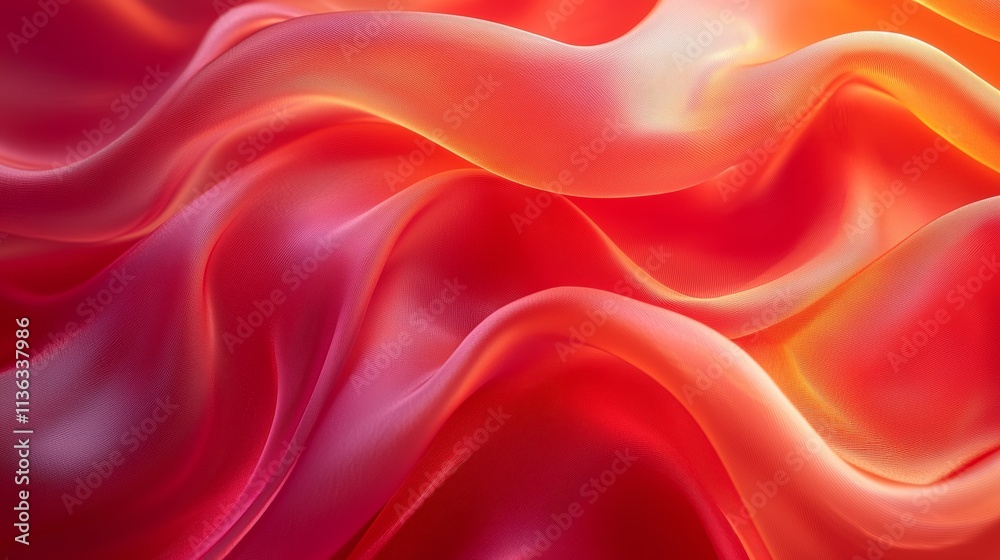 Obraz premium Soft and Flowing Silk Fabric Texture in Vibrant Red and Orange Shades