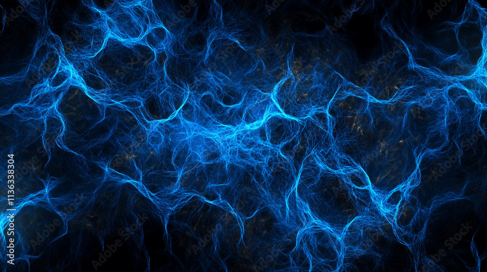 Dynamic blue energy patterns creating an intriguing abstract visual design